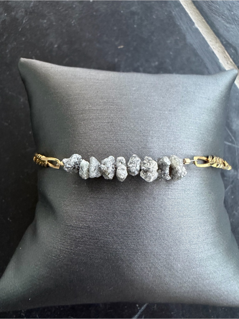 14kt. Yellow Gold Chain Bracelet with Raw Diamond Beads 7.5”